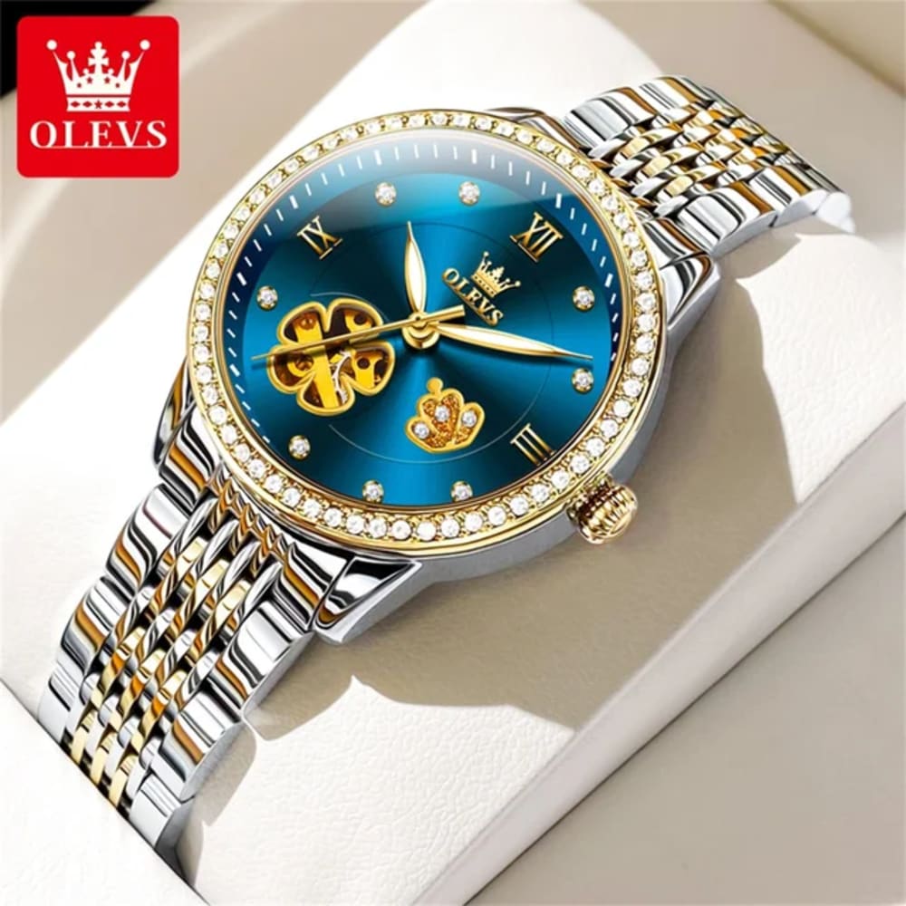 OLEVS Women Goddess Flower Luxury Automatic Mechanical Watch 